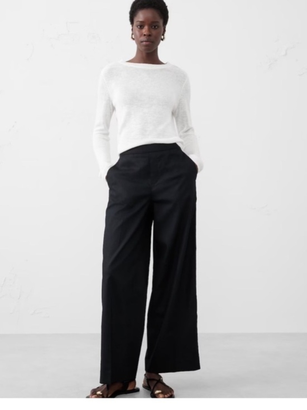 Banana Republic Hayden Wide Leg Linen Blend Black Pants Size Medium NWT